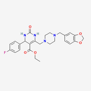 Ethyl 6-{[4-(1,3-benzodioxol-5-ylmethyl)piperazin-1-yl]methyl}-4-(4-fluorophenyl)-2-oxo-1,2,3,4-tetrahydropyrimidine-5-carboxylate