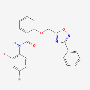 molecular formula C22H15BrFN3O3 B11292650 N-(4-bromo-2-fluorophenyl)-2-[(3-phenyl-1,2,4-oxadiazol-5-yl)methoxy]benzamide 