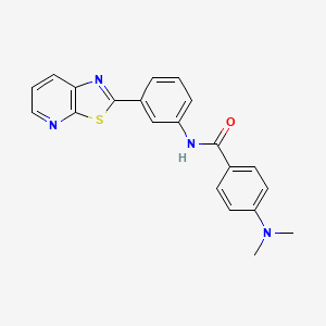 molecular formula C21H18N4OS B11292711 4-(dimethylamino)-N-(3-(thiazolo[5,4-b]pyridin-2-yl)phenyl)benzamide 