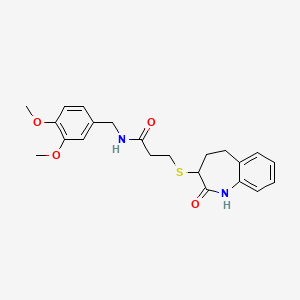 molecular formula C22H26N2O4S B11292757 N-(3,4-dimethoxybenzyl)-3-[(2-hydroxy-4,5-dihydro-3H-1-benzazepin-3-yl)sulfanyl]propanamide 