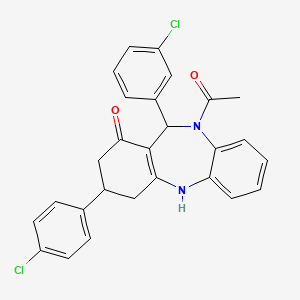 1-[11-(3-chlorophenyl)-3-(4-chlorophenyl)-1-hydroxy-2,3,4,11-tetrahydro-10H-dibenzo[b,e][1,4]diazepin-10-yl]ethanone