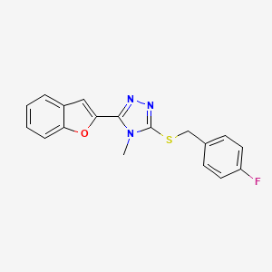 molecular formula C18H14FN3OS B11292818 3-(1-benzofuran-2-yl)-5-[(4-fluorobenzyl)sulfanyl]-4-methyl-4H-1,2,4-triazole 