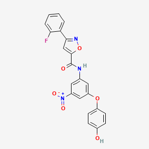 molecular formula C22H14FN3O6 B11292830 3-(2-fluorophenyl)-N-[3-(4-hydroxyphenoxy)-5-nitrophenyl]-1,2-oxazole-5-carboxamide 