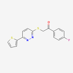 molecular formula C16H11FN2OS2 B11292851 1-(4-Fluorophenyl)-2-((6-(thiophen-2-yl)pyridazin-3-yl)thio)ethanone 