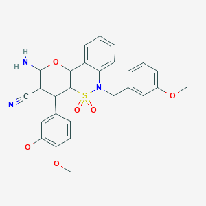 2-Amino-4-(3,4-dimethoxyphenyl)-6-(3-methoxybenzyl)-4,6-dihydropyrano[3,2-c][2,1]benzothiazine-3-carbonitrile 5,5-dioxide