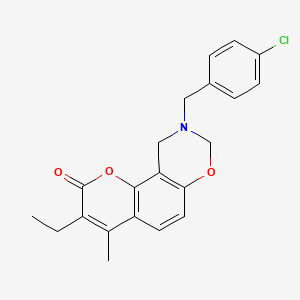 9-(4-chlorobenzyl)-3-ethyl-4-methyl-9,10-dihydro-2H,8H-chromeno[8,7-e][1,3]oxazin-2-one