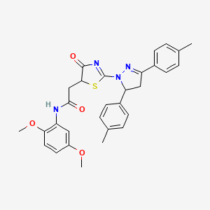 2-{2-[3,5-bis(4-methylphenyl)-4,5-dihydro-1H-pyrazol-1-yl]-4-oxo-4,5-dihydro-1,3-thiazol-5-yl}-N-(2,5-dimethoxyphenyl)acetamide