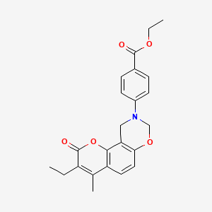 ethyl 4-(3-ethyl-4-methyl-2-oxo-2H,8H-chromeno[8,7-e][1,3]oxazin-9(10H)-yl)benzoate