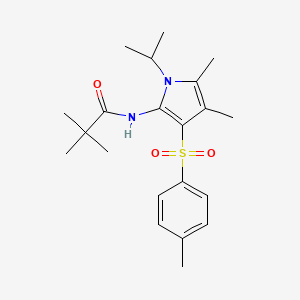 molecular formula C21H30N2O3S B11292885 N-{4,5-dimethyl-3-[(4-methylphenyl)sulfonyl]-1-(propan-2-yl)-1H-pyrrol-2-yl}-2,2-dimethylpropanamide 