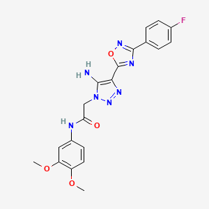 molecular formula C20H18FN7O4 B11292896 2-{5-amino-4-[3-(4-fluorophenyl)-1,2,4-oxadiazol-5-yl]-1H-1,2,3-triazol-1-yl}-N-(3,4-dimethoxyphenyl)acetamide 