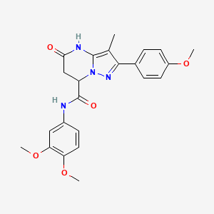 molecular formula C23H24N4O5 B11292955 N-(3,4-dimethoxyphenyl)-2-(4-methoxyphenyl)-3-methyl-5-oxo-4,5,6,7-tetrahydropyrazolo[1,5-a]pyrimidine-7-carboxamide 