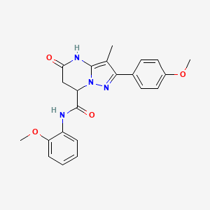 molecular formula C22H22N4O4 B11292995 5-hydroxy-N-(2-methoxyphenyl)-2-(4-methoxyphenyl)-3-methyl-6,7-dihydropyrazolo[1,5-a]pyrimidine-7-carboxamide 