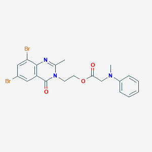 B011293 Glycine, N-methyl-N-phenyl-, 2-(6,8-dibromo-2-methyl-4-oxo-3(4H)-quinazolinyl)ethyl ester CAS No. 110009-12-6