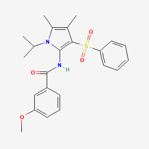 molecular formula C23H26N2O4S B11293032 N-[4,5-dimethyl-3-(phenylsulfonyl)-1-(propan-2-yl)-1H-pyrrol-2-yl]-3-methoxybenzamide 