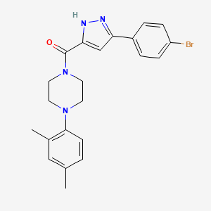 1-[3-(4-Bromophenyl)-1H-pyrazole-5-carbonyl]-4-(2,4-dimethylphenyl)piperazine