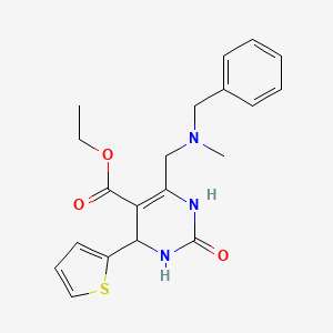 molecular formula C20H23N3O3S B11293062 Ethyl 6-{[benzyl(methyl)amino]methyl}-2-oxo-4-(thiophen-2-yl)-1,2,3,4-tetrahydropyrimidine-5-carboxylate 