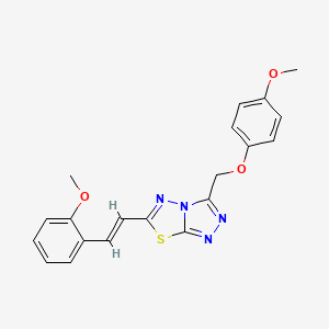 molecular formula C20H18N4O3S B11293070 3-[(4-methoxyphenoxy)methyl]-6-[(E)-2-(2-methoxyphenyl)ethenyl][1,2,4]triazolo[3,4-b][1,3,4]thiadiazole 