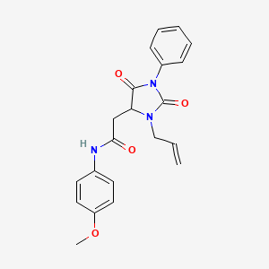 molecular formula C21H21N3O4 B11293084 2-(3-Allyl-2,5-dioxo-1-phenyl-imidazolidin-4-yl)-N-(4-methoxy-phenyl)-acetamide 