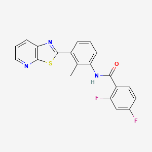 molecular formula C20H13F2N3OS B11293134 2,4-difluoro-N-(2-methyl-3-(thiazolo[5,4-b]pyridin-2-yl)phenyl)benzamide 