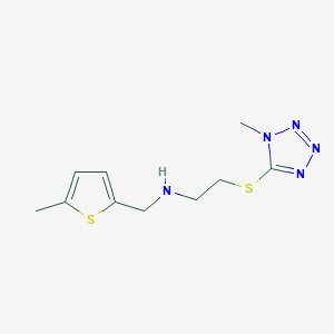 molecular formula C10H15N5S2 B11293185 2-[(1-methyl-1H-tetrazol-5-yl)sulfanyl]-N-[(5-methylthiophen-2-yl)methyl]ethanamine 