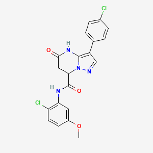 N-(2-chloro-5-methoxyphenyl)-3-(4-chlorophenyl)-5-hydroxy-6,7-dihydropyrazolo[1,5-a]pyrimidine-7-carboxamide