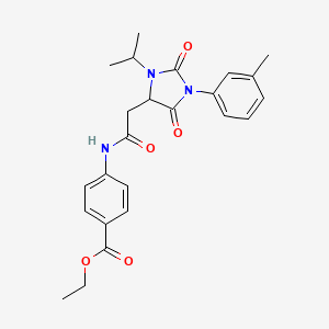 Ethyl 4-({[1-(3-methylphenyl)-2,5-dioxo-3-(propan-2-yl)imidazolidin-4-yl]acetyl}amino)benzoate