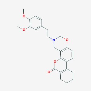 3-(3,4-Dimethoxyphenethyl)-3,4,7,8,9,10-hexahydro-2H,6H-benzo[3,4]chromeno[8,7-E][1,3]oxazin-6-one