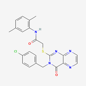 molecular formula C23H20ClN5O2S B11293336 2-({3-[(4-chlorophenyl)methyl]-4-oxo-3,4-dihydropteridin-2-yl}sulfanyl)-N-(2,5-dimethylphenyl)acetamide 