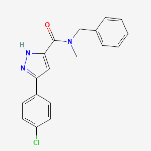 molecular formula C18H16ClN3O B11293341 N-benzyl-3-(4-chlorophenyl)-N-methyl-1H-pyrazole-5-carboxamide 