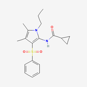 molecular formula C19H24N2O3S B11293348 N-[4,5-dimethyl-3-(phenylsulfonyl)-1-propyl-1H-pyrrol-2-yl]cyclopropanecarboxamide 