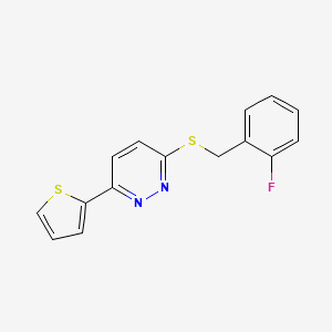 molecular formula C15H11FN2S2 B11293376 3-((2-Fluorobenzyl)thio)-6-(thiophen-2-yl)pyridazine 