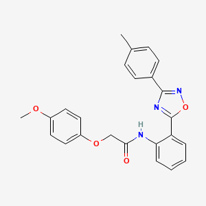 molecular formula C24H21N3O4 B11293380 2-(4-methoxyphenoxy)-N-{2-[3-(4-methylphenyl)-1,2,4-oxadiazol-5-yl]phenyl}acetamide 