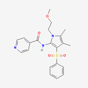 molecular formula C21H23N3O4S B11293395 N-[1-(2-methoxyethyl)-4,5-dimethyl-3-(phenylsulfonyl)-1H-pyrrol-2-yl]pyridine-4-carboxamide 