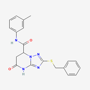 molecular formula C20H19N5O2S B11293407 2-(benzylsulfanyl)-N-(3-methylphenyl)-5-oxo-4,5,6,7-tetrahydro[1,2,4]triazolo[1,5-a]pyrimidine-7-carboxamide 