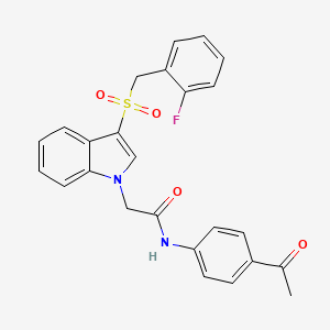 molecular formula C25H21FN2O4S B11293438 N-(4-acetylphenyl)-2-(3-((2-fluorobenzyl)sulfonyl)-1H-indol-1-yl)acetamide 