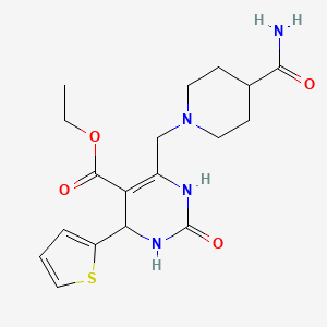 molecular formula C18H24N4O4S B11293441 Ethyl 6-[(4-carbamoylpiperidin-1-yl)methyl]-2-oxo-4-(thiophen-2-yl)-1,2,3,4-tetrahydropyrimidine-5-carboxylate 