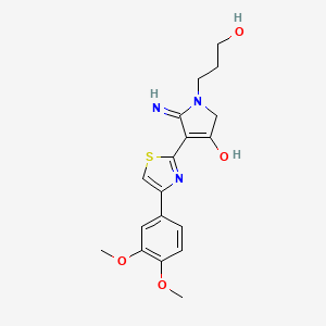 molecular formula C18H21N3O4S B11293448 5-amino-4-[4-(3,4-dimethoxyphenyl)-1,3-thiazol-2-yl]-1-(3-hydroxypropyl)-1,2-dihydro-3H-pyrrol-3-one 