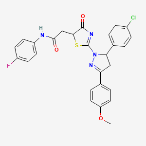 2-{2-[5-(4-chlorophenyl)-3-(4-methoxyphenyl)-4,5-dihydro-1H-pyrazol-1-yl]-4-oxo-4,5-dihydro-1,3-thiazol-5-yl}-N-(4-fluorophenyl)acetamide