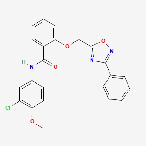 molecular formula C23H18ClN3O4 B11293511 N-(3-chloro-4-methoxyphenyl)-2-[(3-phenyl-1,2,4-oxadiazol-5-yl)methoxy]benzamide 