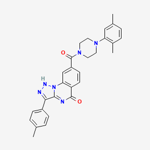 molecular formula C29H28N6O2 B11293534 8-(4-(2,5-dimethylphenyl)piperazine-1-carbonyl)-3-(p-tolyl)-[1,2,3]triazolo[1,5-a]quinazolin-5(4H)-one 