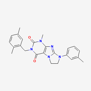 molecular formula C24H25N5O2 B11293540 2-[(2,5-Dimethylphenyl)methyl]-4-methyl-6-(3-methylphenyl)-7,8-dihydropurino[7,8-a]imidazole-1,3-dione 