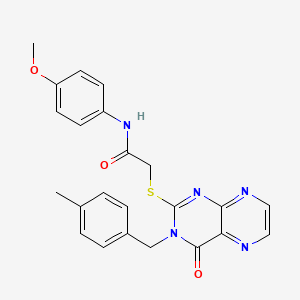 molecular formula C23H21N5O3S B11293559 N-(4-methoxyphenyl)-2-({3-[(4-methylphenyl)methyl]-4-oxo-3,4-dihydropteridin-2-yl}sulfanyl)acetamide 