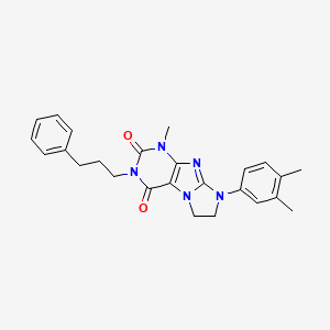 molecular formula C25H27N5O2 B11293561 6-(3,4-Dimethylphenyl)-4-methyl-2-(3-phenylpropyl)-7,8-dihydropurino[7,8-a]imidazole-1,3-dione 