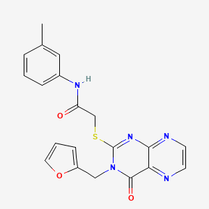 molecular formula C20H17N5O3S B11293573 2-({3-[(furan-2-yl)methyl]-4-oxo-3,4-dihydropteridin-2-yl}sulfanyl)-N-(3-methylphenyl)acetamide 