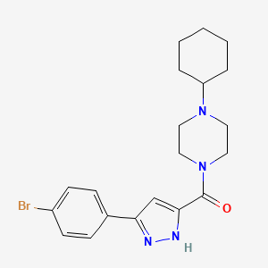 molecular formula C20H25BrN4O B11293582 1-[3-(4-Bromophenyl)-1H-pyrazole-5-carbonyl]-4-cyclohexylpiperazine 