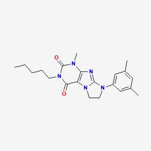 molecular formula C21H27N5O2 B11293594 8-(3,5-Dimethylphenyl)-1-methyl-3-pentyl-1,3,5-trihydroimidazolidino[1,2-h]pur ine-2,4-dione 