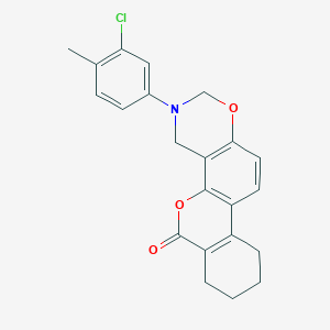 molecular formula C22H20ClNO3 B11293598 3-(3-chloro-4-methylphenyl)-3,4,7,8,9,10-hexahydro-2H,6H-benzo[3,4]chromeno[8,7-e][1,3]oxazin-6-one 