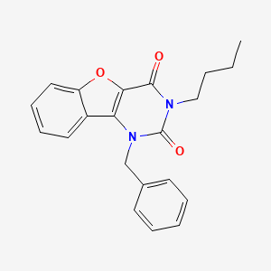 molecular formula C21H20N2O3 B11293634 1-Benzyl-3-butyl-[1]benzofuro[3,2-d]pyrimidine-2,4-dione 