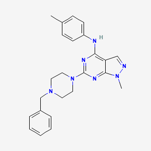 molecular formula C24H27N7 B11293659 6-(4-benzylpiperazin-1-yl)-1-methyl-N-(4-methylphenyl)-1H-pyrazolo[3,4-d]pyrimidin-4-amine 