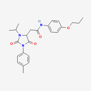 2-[1-(4-methylphenyl)-2,5-dioxo-3-(propan-2-yl)imidazolidin-4-yl]-N-(4-propoxyphenyl)acetamide